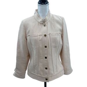 Etcetera Textured Cream Fitted Jacket – Size 8
